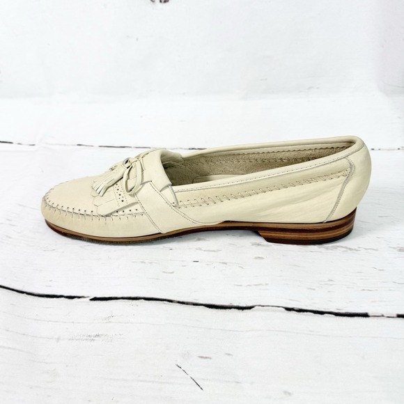 Vintage Johnston & Murphy Shoes Mens 10M Beige Tassel Loafers Made In USA main image 12